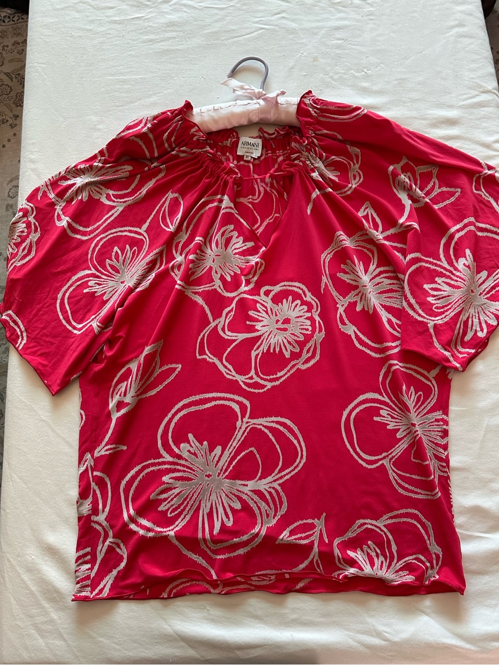 Armani Collezioni Hot Pink Floral Off-Shoulder Blouse no fabric tag
